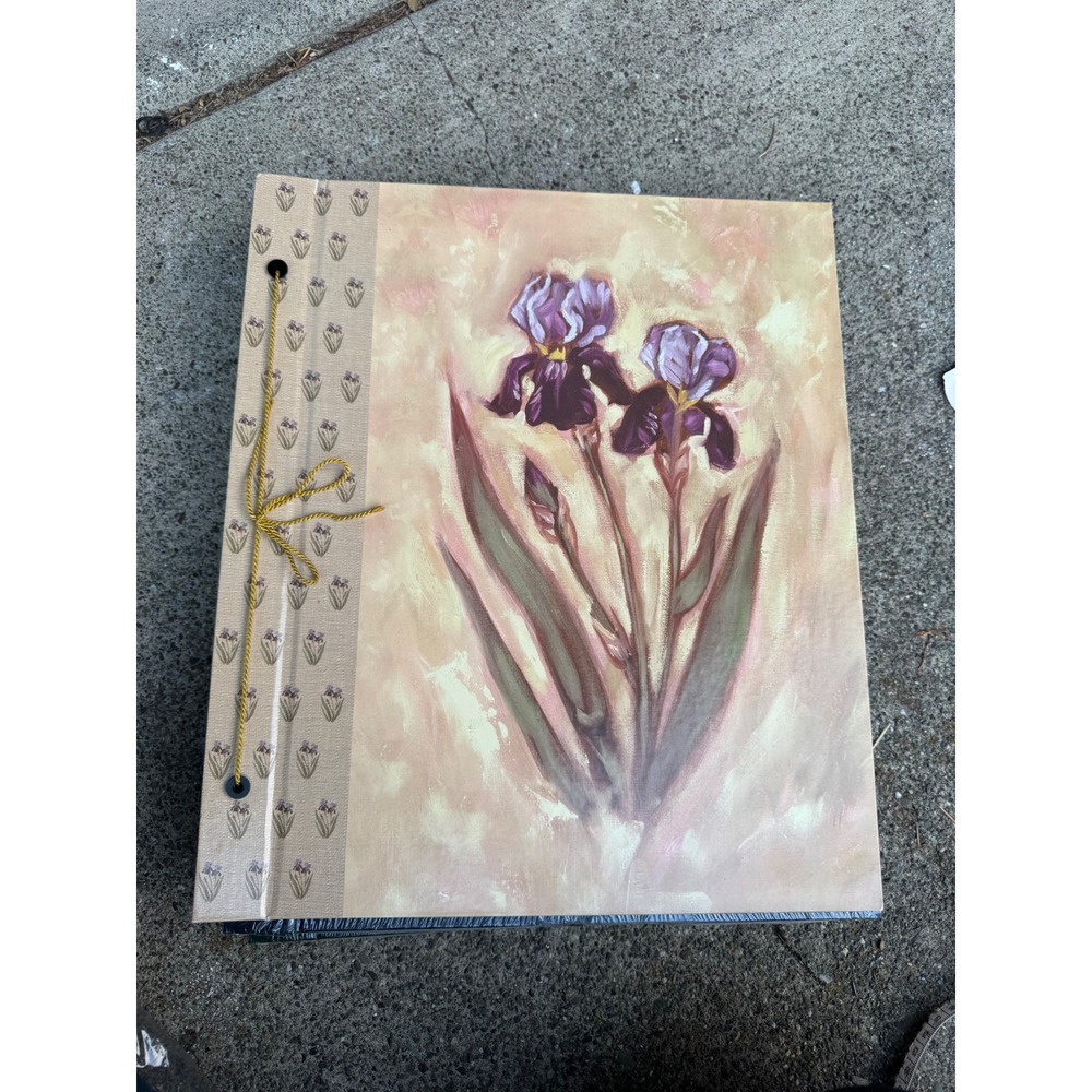 Vintage Floral Iris Photo Album Scrapbook Purple Flower Cord Bound Kraft Pages‎